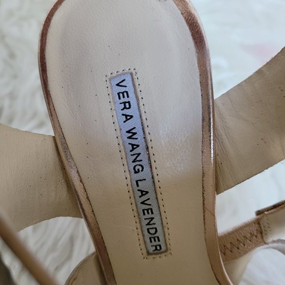 Vera Wang Lavender Line Garmin Sandal Leather Glitter Metallic Gold Hee 7M - Picture 10 of 10